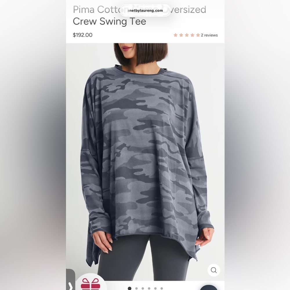 Planet by Lauren G Pima Cotton Oversized Crew Swing Tee